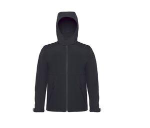 B&C BC651 - Hooded Soft-Shell Kids Black