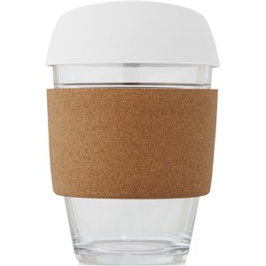 PF Concept 100665 - Lidan 360 ml borosilicate glass tumbler with cork grip and silicone lid