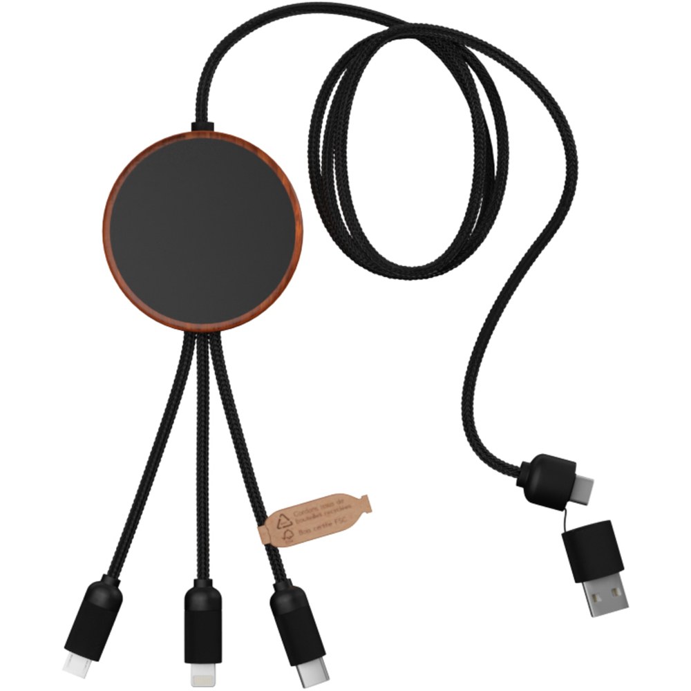 SCX.design 2PX073 - SCX.design C40 5-in-1 rPET light-up logo charging cable and 10W charging pad
