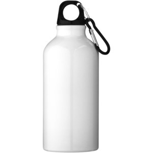 PF Concept 100738 - Oregon 400 ml RCS certified recycled aluminium water bottle with carabiner White